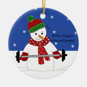 Disziplinierter Workout-Schneemann-Keramikschmuck Keramik Ornament