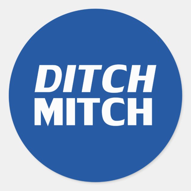 Ditch Mitch Blau moderne Typografie lustig Runder Aufkleber (Vorderseite)