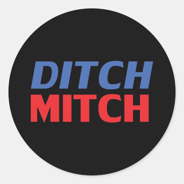 Ditch Mitch Blau Schwarz Moderne Typografie lustig Runder Aufkleber (Vorderseite)