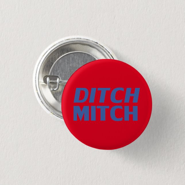 Ditch Mitch rot-blau-moderne Typografie lustig Button (Vorne & Hinten)