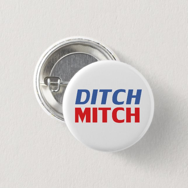 Ditch Mitch rot-blau-moderne Typografie lustig Button (Vorne & Hinten)