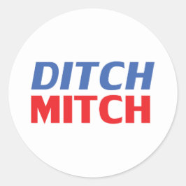Ditch Mitch rot-blau-moderne Typografie lustig Runder Aufkleber