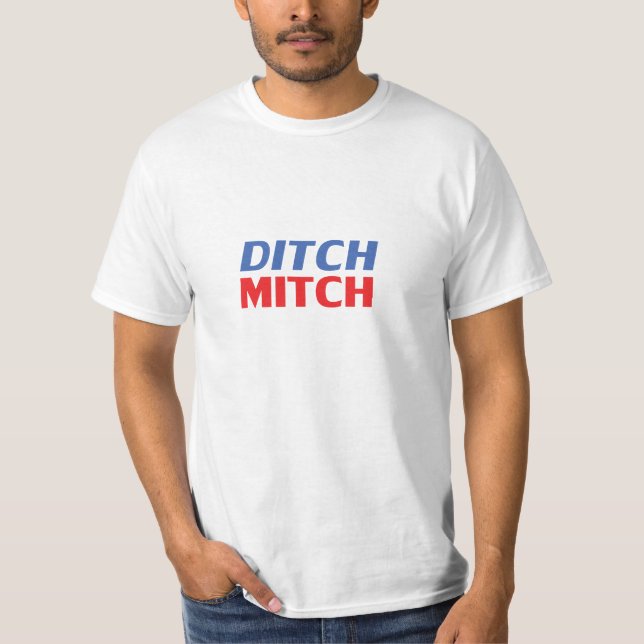 Ditch Mitch rot-blau-moderne Typografie lustig T-Shirt (Vorderseite)