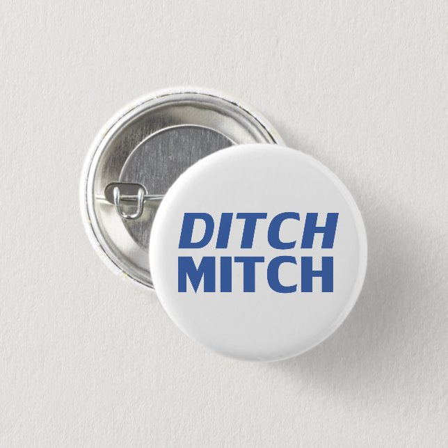 Ditch Mitch weiß blau-moderne Typografie lustig Button (Vorne & Hinten)