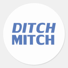 Ditch Mitch weiß und blau-modern typografisch witz Runder Aufkleber