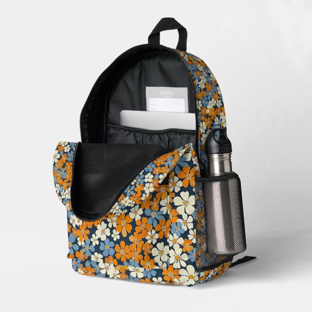 Ditsy Blume Pattern Bedruckter Rucksack (Rückseitige Ecke links (Offen) )