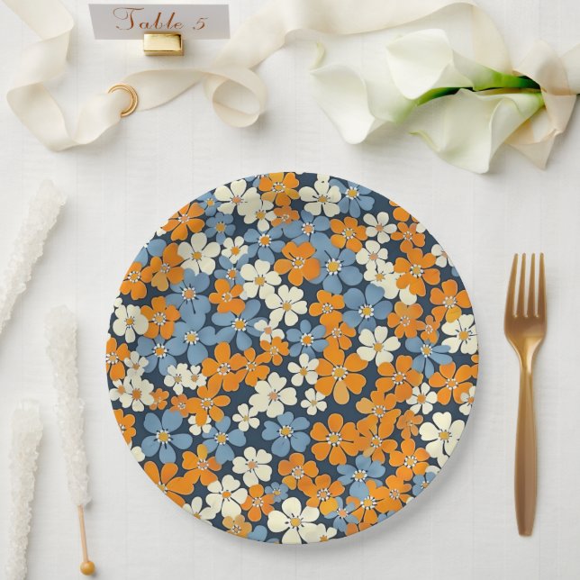 Ditsy Blume Pattern Pappteller (Hochzeit)