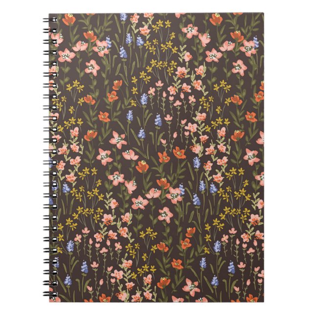 Ditsy-Blume: Vintages Mille-Fleur-Muster Notizblock (Vorderseite)