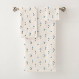Ditsy-Blumen Cottagecore Boho Wildflower Blau Badhandtuch Set
