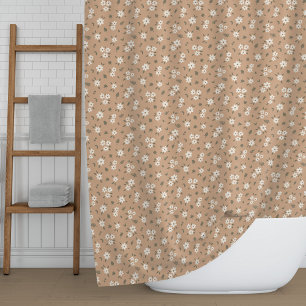 Ditsy Blumen Cottagecore Zarte Wildblumen Braun Duschvorhang