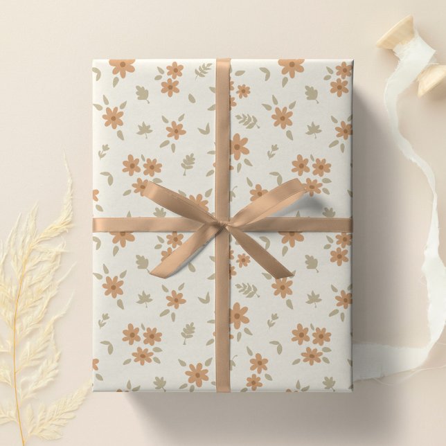 Ditsy-Blumen-Landhausstil-Boho-Wildblumen-Neutral Geschenkpapier (Von Creator hochgeladen)