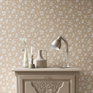 Ditsy-Blumenmuster gedämpft neutral blass beige br Tapete