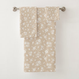 Ditsy-Blumenmuster gedämpft neutrales, weiches, bl Badhandtuch Set
