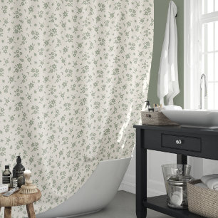 Ditsy-Blumenmuster gedämpfte neutrale Cottagecore  Duschvorhang