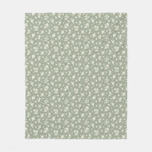 Ditsy-Blumenmuster, gedämpftes Neutral, Cottagecor Fleecedecke