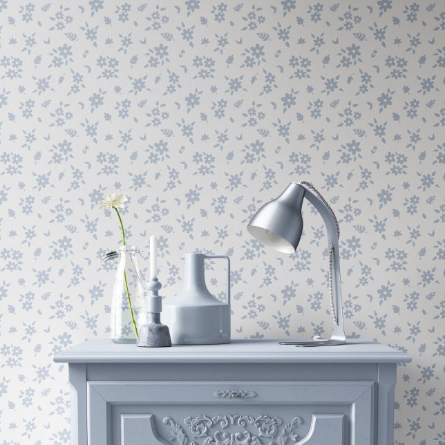 Ditsy Blumenmuster Küstenhaus Blau Weiß Tapete (Von Creator hochgeladen)