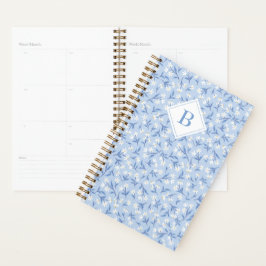 Ditsy Daisy Floral Monogram Periwinkle Blue Planer
