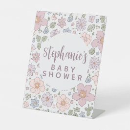 Ditsy Floral Baby Shower Pedestal Schild