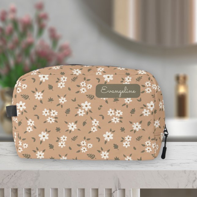 Ditsy Floral Boho Wildblume Neutral Mädchenname Waschbeutel (Von Creator hochgeladen)