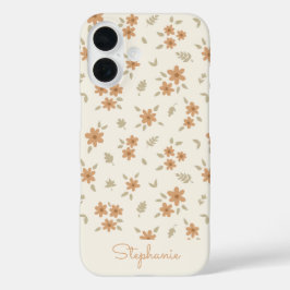 Ditsy Floral Boho Wildflower Neutral Beige Name iPhone 16 Hülle