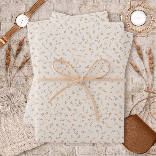 Ditsy Floral - Erdton rustikal auf weißem Zement Geschenkpapier Set (Ditsy Floral - Earthtone rustic on white cement Wrapping Paper Sheets by Leapfroglisics Shop)