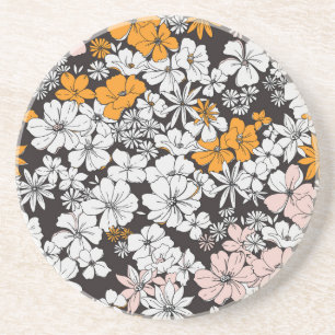 Ditsy Floral: farbenfroher dunkler Hintergrund. Getränkeuntersetzer