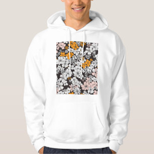 Ditsy Floral: farbenfroher dunkler Hintergrund. Hoodie