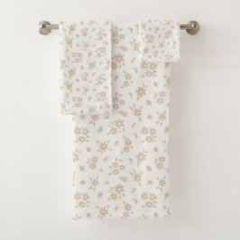 Ditsy Floral Muted Neutral Soft Pale Cream Beige Badhandtuch Set