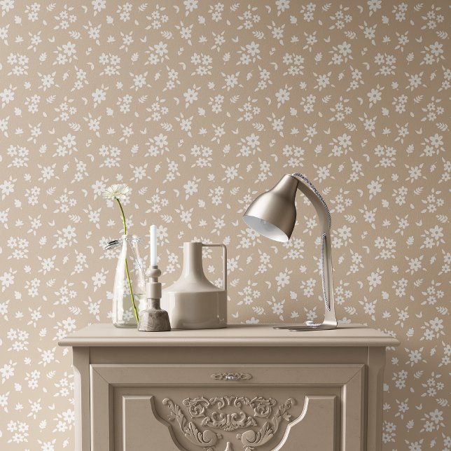 Ditsy Floral Muted Neutral Soft Pale Tan Taupe Tapete (Von Creator hochgeladen)