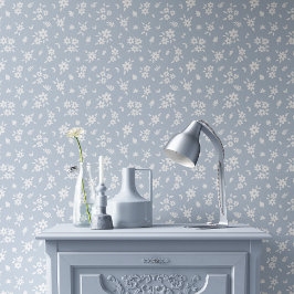 Ditsy Floral Pattern Coastal Cottagecore Pale Blue Tapete