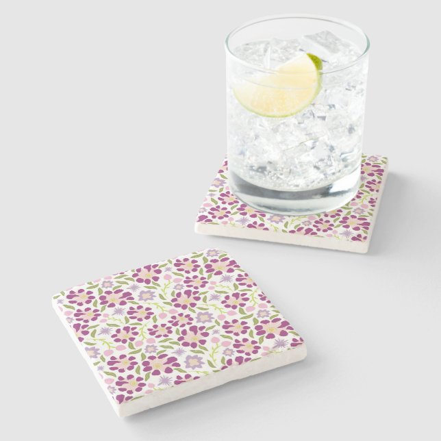 Ditsy floral steinuntersetzer (Seitenansicht)