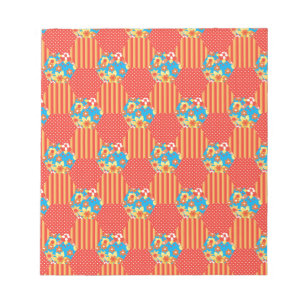Ditsy Floral, Streifen, Polka Dots Patchwork Notizblock