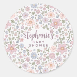 Ditsy Floral Theme Baby Shower Stickers