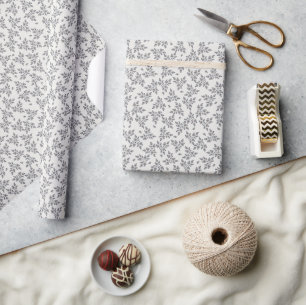 Ditsy Florals in Grau Geschenkpapier