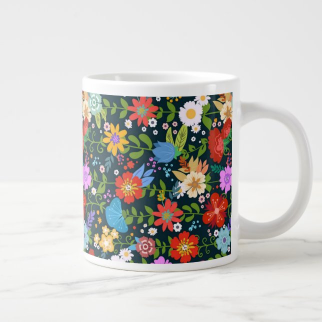 Ditsy-nahtlose Blume Muster-13554 Jumbo-Tasse (Rechts)