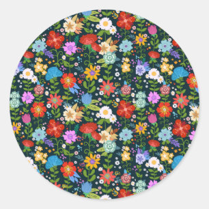 Ditsy-nahtlose Blume Muster-13554 Runder Aufkleber