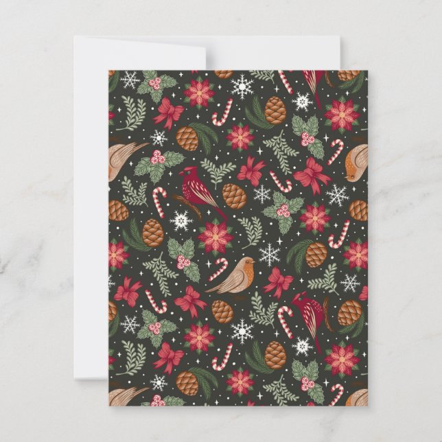 Ditsy Natural Christmas Feiertagskarte (Vorderseite)