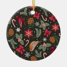 Ditsy Natural Christmas Keramik Ornament