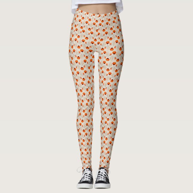 Ditsy Orange Floral Leggings (Vorderseite)