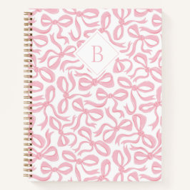 Ditsy Preppy Pink Bow Monogram Notizbuch