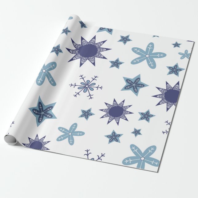 Ditsy-Schneeflocken-Muster Hintergrundtexturen Geschenkpapier (Ungerollt)