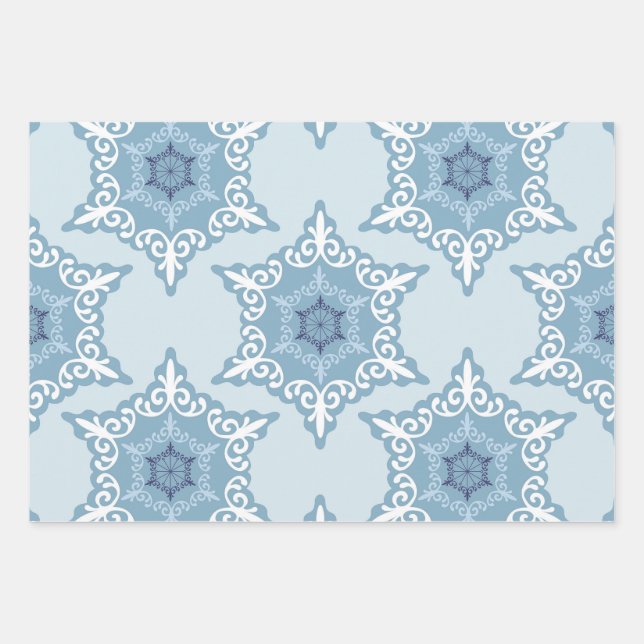 Ditsy-Schneeflocken-Muster Hintergrundtexturen Geschenkpapier Set (Vorderseite)
