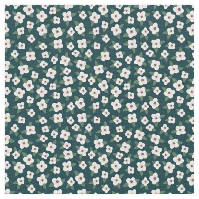 Ditsy Schwarz-Weiß-Blume Muster Stoff (Nahaufnahme)