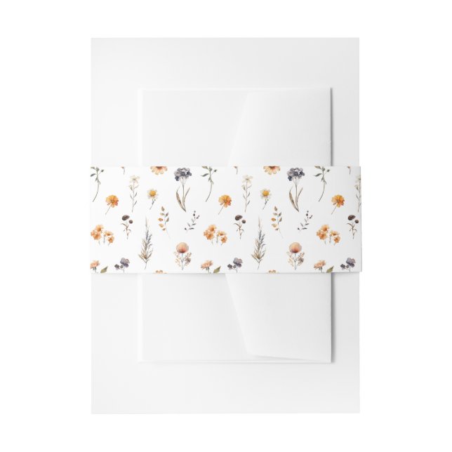 Ditsy Sunflowers & Wildblumen Hochzeit im Herbst Einladungsbanderole (Vorderseite Beispiel)