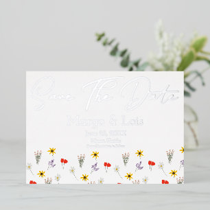 Ditsy Wild Blume Save the Date gepresst Folieneinladung