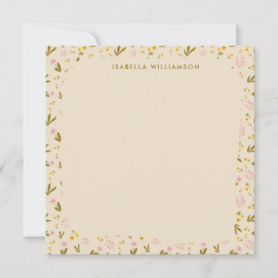 Ditsy Wildflower-Rand Pink Gelb Benutzerdefinierte Mitteilungskarte