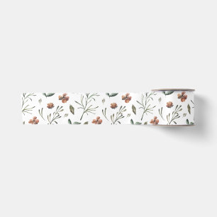 Ditsy Woodsy Sienna Brown und Rose Dogwood Floral Satinband