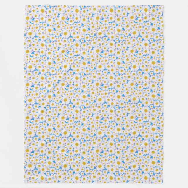 Ditzy Daisies auf Blue Custom Fleece Blanket (Vorderseite)