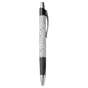 Ditzy Daisies auf Blue Custom Grip Pen Kugelschreiber