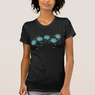 Ditzy Daisy in Scuba Blue on Brown T-Shirt